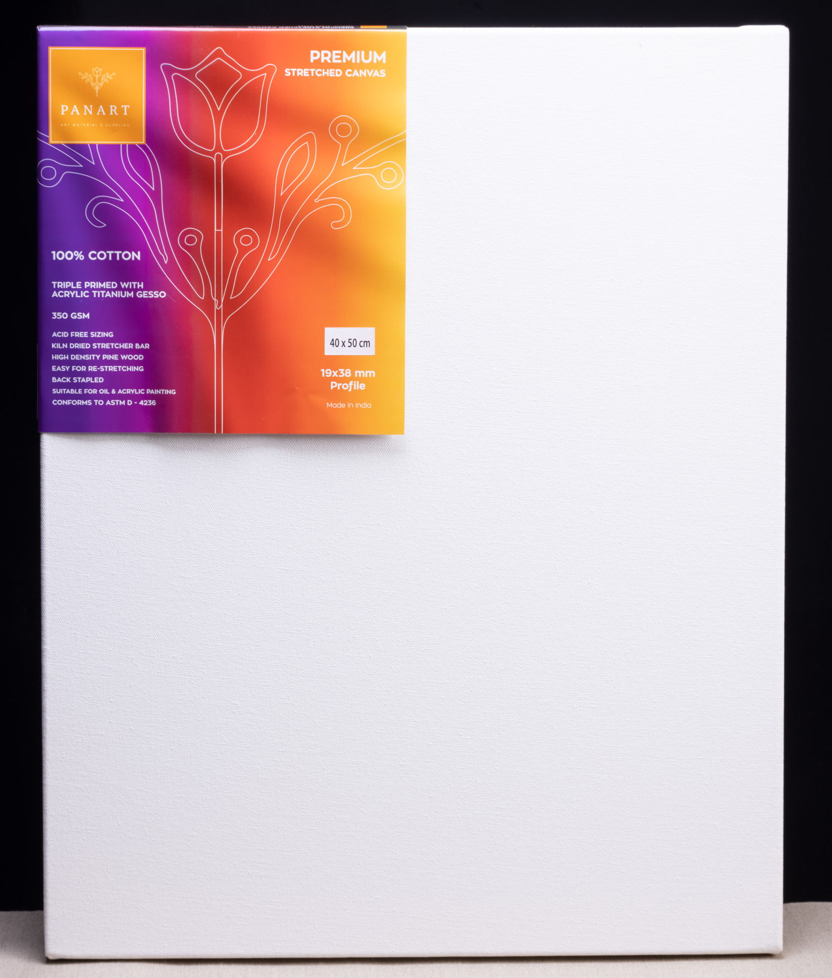 PANART Keilrahmen maschinell bespannt mit Baumwolle 350g/m² grundiert mit Gesso