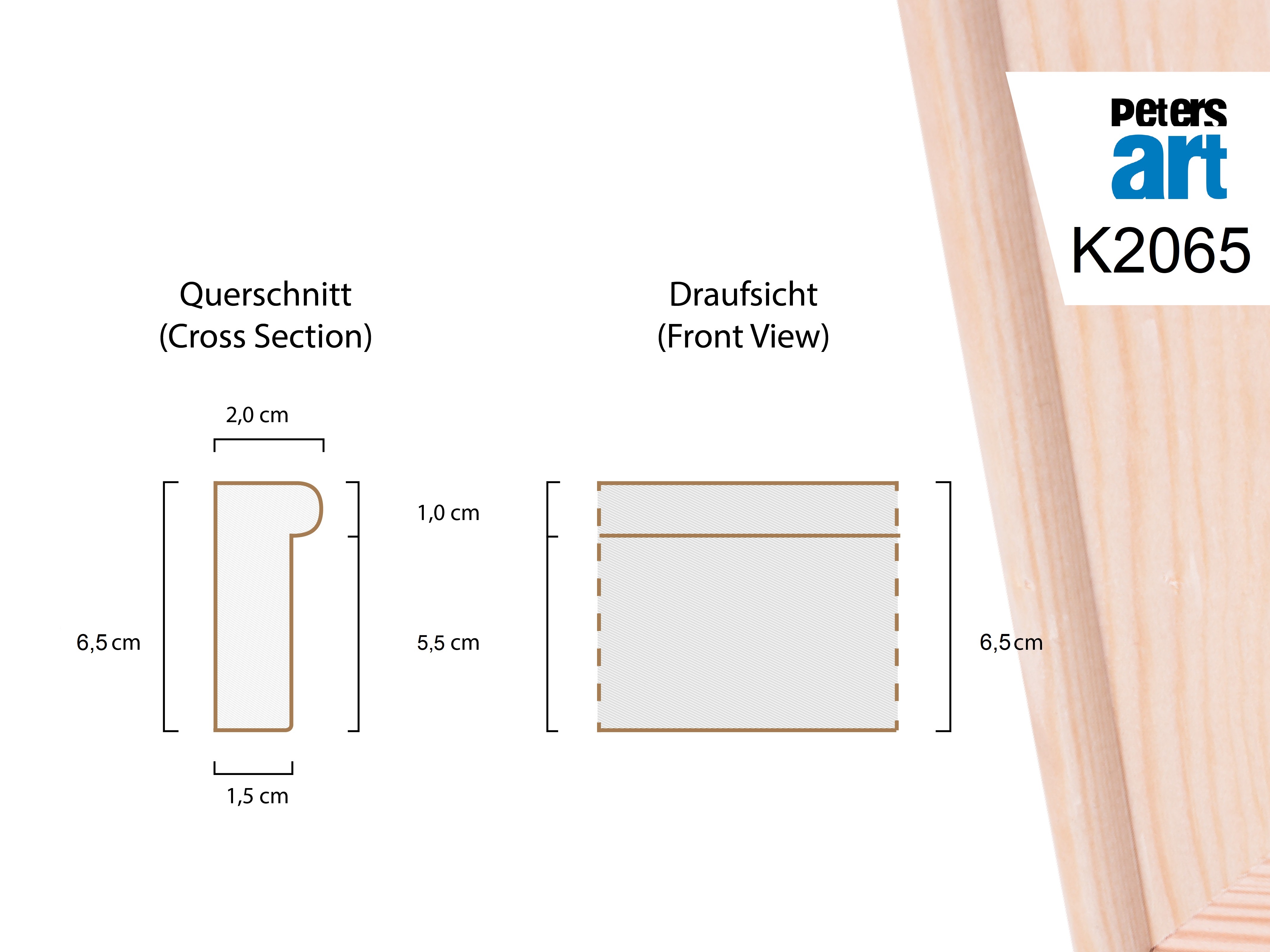 Keilrahmen Leiste K2065 (2,0 x 6,5cm)