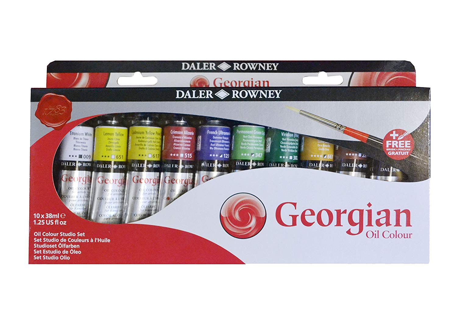 Daler and Rowney Georgian oil colours Studioset 10x38ml + Pinsel